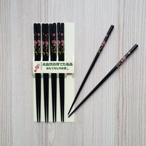 Evőpálcika japán stílusú, fekete színben, 5 pár