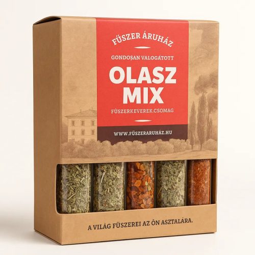 Olasz Mix fűszercsomag - az olasz konyha fűszer és fűszerkeverék alapkészlete, díszcsomagolásban,  240g