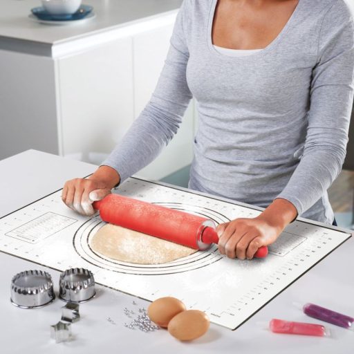 Szilikon nyújtólap mérettáblázattal, 60 x 40 cm-es méretben